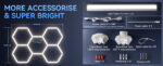 LED Hexagon Garage Upgraded LED Lights 26400LM Super Bright Honeycomb Lights for Gym Basement Hair Salon - Image 21